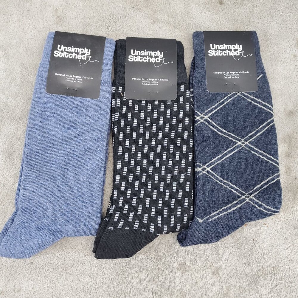 Unsimply Stitched Socks Mens One Size Three Pack of Crew Socks *NWT*